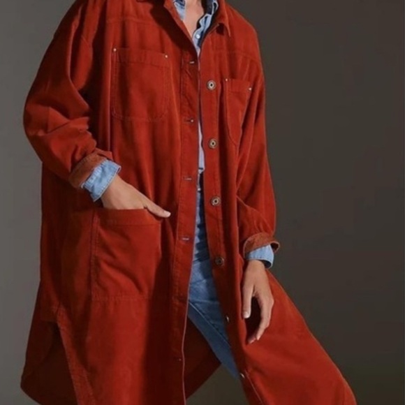 Pilcro Jackets & Blazers - Pilcro Rust Corduroy Oversize Duster size Small